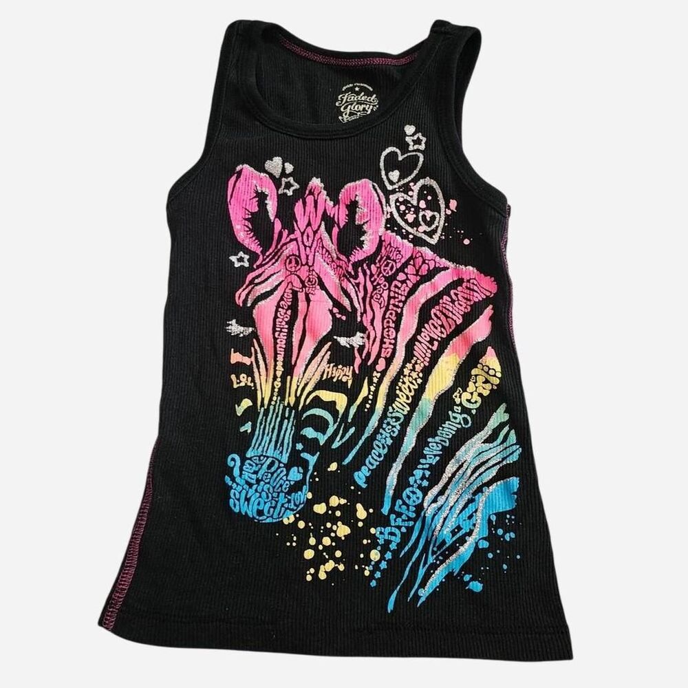 faded glory rainbow zebra little girls ribbed tank top